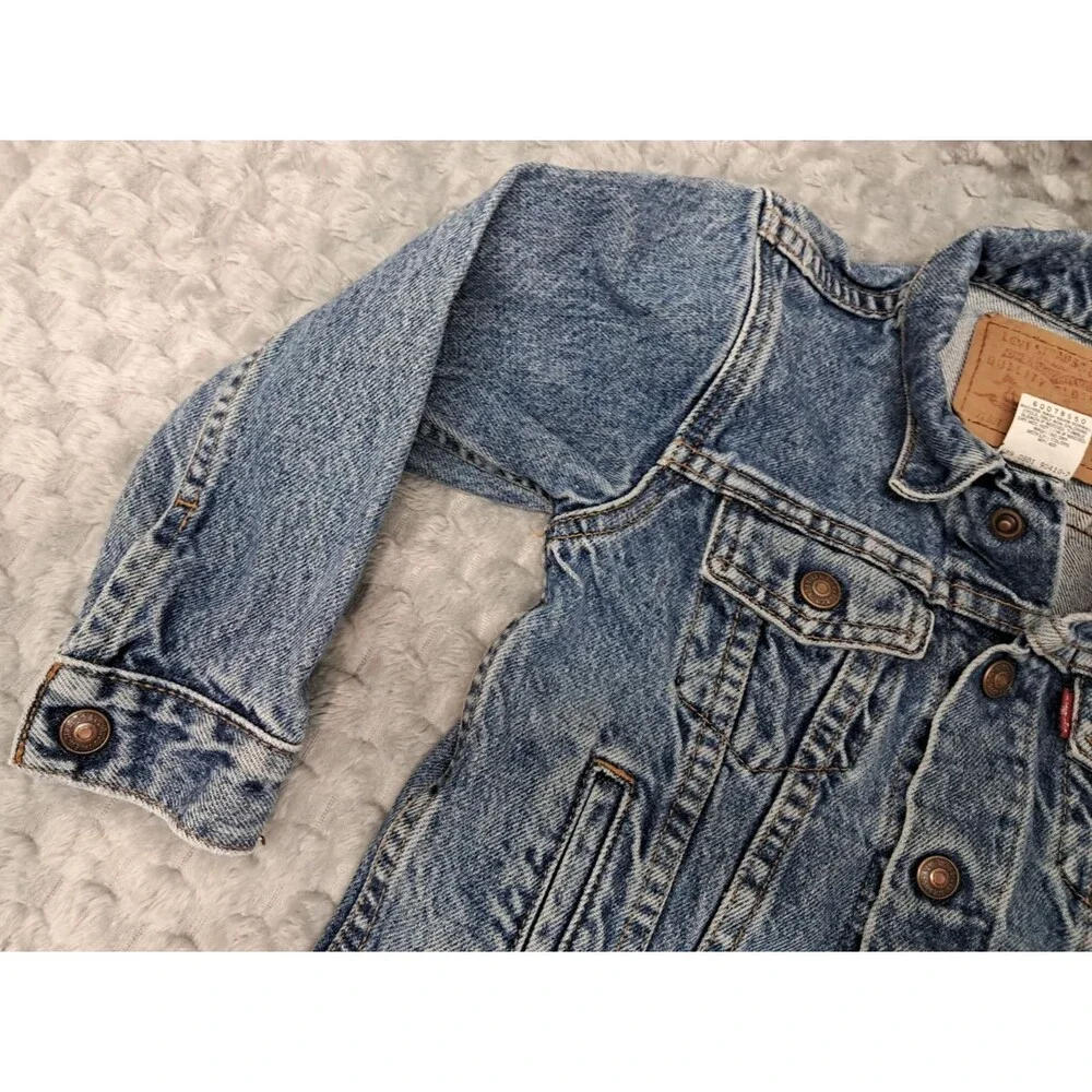 VTG 90s Little Levi's Denim Jean Jacket Sz 4T Toddler Pockets Snap Front Trucker